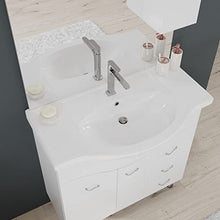Kiamami Valentina Mobile Bagno 85CM A Terra con LAVABO Specchio E PENSILE Bianco | Easy