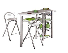 Inter Link Set Bar Tavolo e Sgabelli MDF, Bianco Lucido e Metallo ALU Grigio