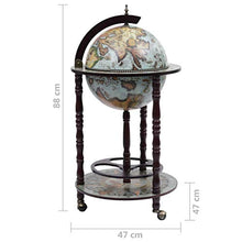 FAMIROSA Minibar a Forma di Globo con Supporto in Legno di Eucalipto Blu