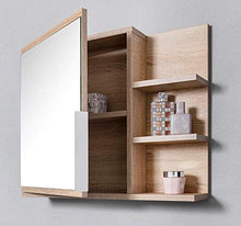 Domtech Home Decor - Armadietto da bagno con specchio e mensola, in autentico rovere Sonoma, R