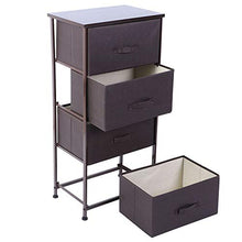 Scaffale portaoggetti, moderno portaoggetti verticale con 4 cassetti per corridoio camera da letto marrone scuro
