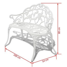 SHENGFENG Panca da giardino, in alluminio, con gambe in ferro, 100 x 54 x 80 cm