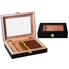 Auoeer Cigar Box Legno di Cedro visualizzazione della Casella di Windows Cigar Humidor Mini Piano Portatile con Display Box