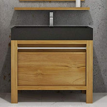 Mobiletto da bagno Manlia in legno di teak con lavabo