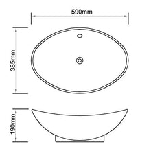 Roderick - Lavabo ovale in ceramica con troppopieno 59 x 38,5 cm
