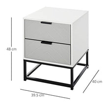 HOMCOM Comodino con 2 Cassetti di Design Base in Metallo, Mobiletto da Salotto, Studio e Camera da Letto