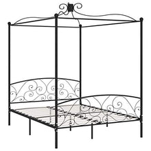 SKM Letto a Baldacchino Nero in Metallo 180x200 cm (31.9kg)