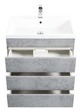 Mobile bagno a terra Via 70 grigio cemento, 3 cassetti senza maniglie