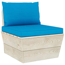 SKM Set Divani da Giardino su Pallet 6 pz con Cuscini Legno Abete (122.7kg) Blu-3520