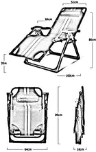 PAKUES-QO Reclinabile Mahanz Lettino Prendisole Sedie da Campeggio Lettino Pieghevole Sedia da Giardino Zero Gravity Oversize con Cuscino e Cuscino Imbottiti, Supporto reclinabile Regolabile 300 kg