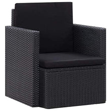 Goliraya Poltrona Cubo da Giardino per Esterno in Polyrattan Nero,Sedia da Giardino in Polyrattan Nero con Cuscini,Poltrona da Esterno in Rattan,Poltrona in Rattan 80 x 72 x 63 cm