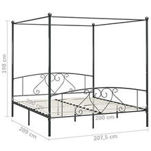 SKM Letto a Baldacchino Grigio in Metallo 200x200 cm