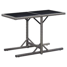 Tavolo da Giardino Antracite 110x53x72 cm in Vetro e Polyrattan