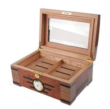 NANXCYR Cigar Humidor Classic Sigarette Legno Cedar Storage Box Humidor Caso Handcrafted Organizzatore per 100 sigari, Marrone, con igrometro
