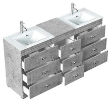 Mobile bagno a terra Vitro Classic con lavabos in vetro grigio cemento