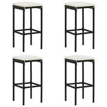 Tidyard Set da Bar da Giardino 5 pz con Cuscini in Polyrattan Nero,Set da Giardino da Bar,Set da Bar,per Giardini, Cortili, Terrazze