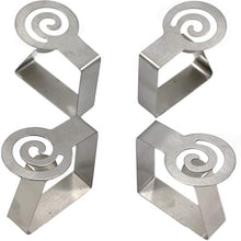 Jingming - Fermatovaglia in acciaio inox, 4 pezzi, per tavoli spessi, tavolo da giardino, ideale per casa, ristorante, caffetteria, colore argento
