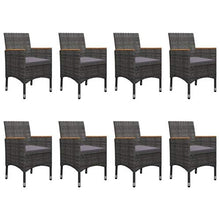 SKM Set Mobili da Pranzo da Giardino 9 pz Polyrattan Acacia Grigio (77.48kg)