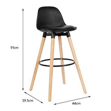 POPSPARK Set di 2 sgabelli da Bar, Gambe in Legno di faggio, Sedia da Bar Multicolore per Colazione in Cucina (Nero)