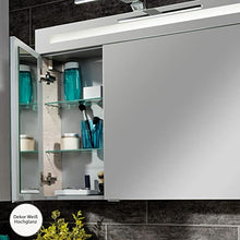 FACKELMANN B.Clever - Set di mobili da bagno, 2 pezzi, 90 cm, con lavabo in marmo e armadietto a specchio a LED