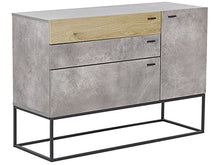 Beliani Credenza Base in Metallo Nero 3 Cassetti Legno Chiaro e Grigio Arietta