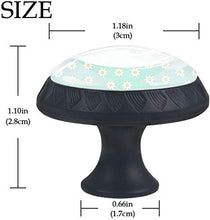 Little White Daisy Pattern Verde chiaro Pomelli per Porta Set di 4 Pomelli per Mobili Manopole per Cassetti Cucina Armadio Vetro