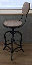 Sgabello Bar con Schienale Regolabile Vintage Retro 68-83cm in Vero Legno