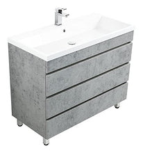 Mobile bagno a terra Via 100 grigio cemento , 3 cassetti senza maniglie