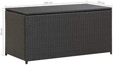 Baule da Giardino, Contenitore da giardino, cestino del ponte in rattan nero con coperchio, contenitore di fodera impermeabile per strumenti per giardinaggio patio, cuscini, accessorio per piscina, cu