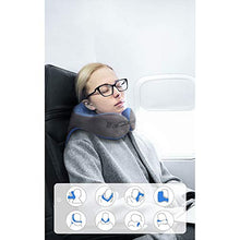 ZJM Cuscino da Viaggio, Memoria di Cotone A Forma di U Travel Office Volo Cuscino per Soddisfare Le Diverse Sleeping Postura Cuscino Portatile,Blu