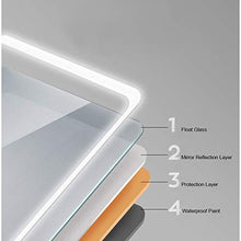 ZHTY Specchio da Parete per Bagno con luci a LED, con Pad antiappannante, Interruttore di Controllo Touch Separato, Decorazione Orizzontale o Verticale