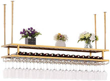 HTDZDX Bar/Pub Double Layer Wine Rack con Supporto Calici - Attaccatura di Parete di Vetro E Bottiglie di Vino Cabinet Organizzatori - Oro Ferro Frame - Decorazione della Parete Soffitto