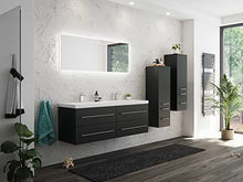 Set di mobili da bagno PersepolisXL nero satinato con 2 colonne e specchio a LED