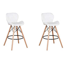 BenyLed Set di 2 Sedie da Bar in Pelle PU per Cucina e Patio Bar Sgabelli con Schienale 70 cm Altezza Bancone Sgabelli da Bar (Bianco)
