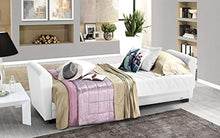 Divano 3 posti bianco in similpelle - 220 x 88 x 83h cm, vano contenitore, trasformabile in letto una piazza e mezza