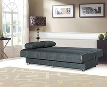 Divano letto Aram 3 posti con contenitore 190 x 83 cm (Grigio scuro)