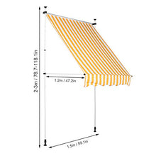 GOTOTOP - Tenda parasole retrattile per finestre, altezza regolabile, 2-3 m, per esterni, per balcone e terrazza, colore: giallo e bianco