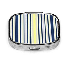 Scatola quadrata per pillole medicinali a righe blu e gialle, organizer per pillole da viaggio, per integratori di vitamine