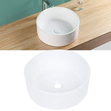 Lavabo da appoggio rotondo in ceramica per bagno, 40,5 cm, bianco