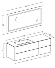 Mobile Bagno Moderno con lavabo sospeso – Gres porcellanato Calacatta Bianco Lucido