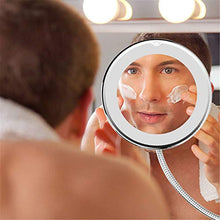 Lshbwsoif - Specchio da trucco pieghevole con ingrandimento a 360°, con luce a LED per bagno, camera da letto