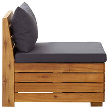 FAMIROSA Divano Centrale Modulare 1 pz con Cuscini Legno Massello Acacia