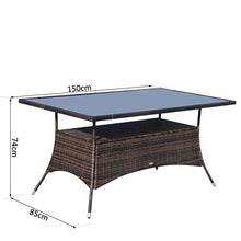 Outsunny Tavolino da Giardino con Ripiano Inferiore in PE Rattan 150x85x74cm Marrone