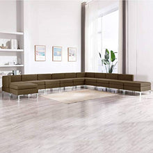 FAMIROSA Set Divani 11 pz in Tessuto Marrone