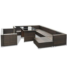 vidaXL Divano da Giardino 28 pz in Polirattan Marrone Sofa Tavolo Sgabelli