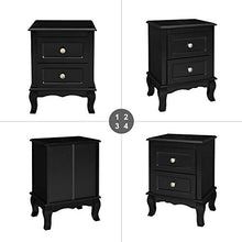 SONGMICS 2 Comodini, Organizzatore da Camera da Letto con 2 Cassetti, in Legno con Solide Gambe in Legno di Pino, Stoccaggio Spazioso, Nero RDN012BK