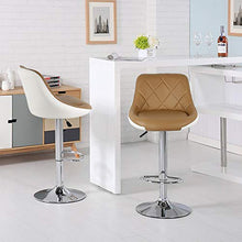 POPSPARK Set di 2 sgabelli da Bar con Schienale e Sedile Ben Imbottiti, Altezza Regolabile e Rotazione di 360 ° (Marrone)