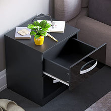 Marchio Amazon - Movian Lucido 2 Cassetti Comodino, Nero, 47 x 40 x 36 cm