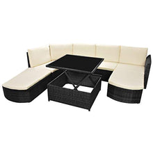 SKM Set Divani da Giardino 5 pz con Cuscini in Polyrattan Nero (71.25kg)