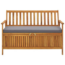 Panchina da giardino con vano portaoggetti, 120 cm, in legno di acacia